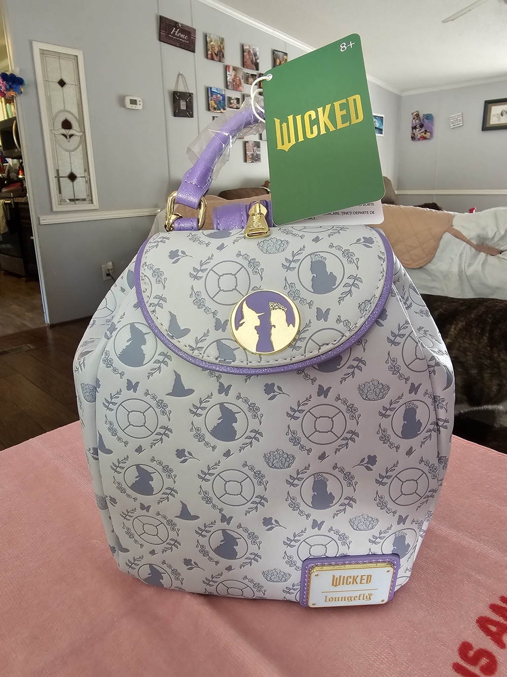 Loungefly Wicked Lavender and Light Gray Mini Backpack